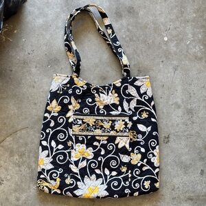 Retired Vera Bradley Black and Yellow “Yellow Bird” Floral Tote